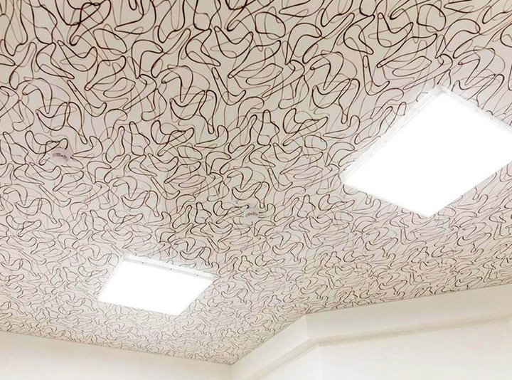 Тканевый потолок под мрамор